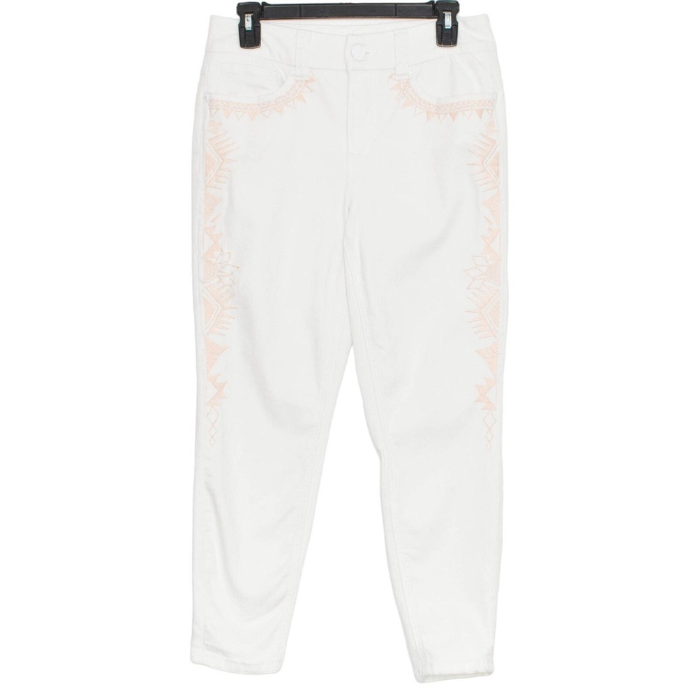 Melissa McCarthy Seven7 Womens Jeans Pencil Embroidered Slimming White Size 8